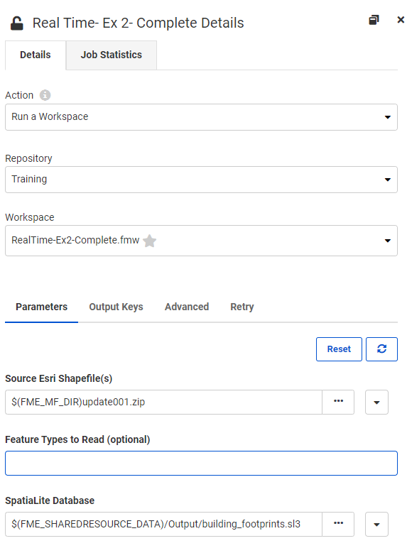 Setting up the Run a Workspace action